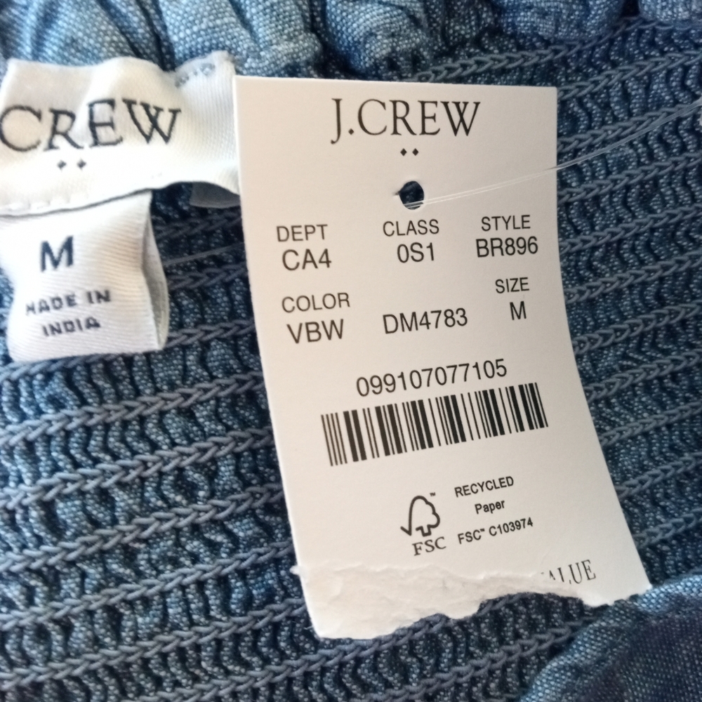 🆕 J. CREW [Factory] Smocked Tiered  Chambray Sun Dress | M NWT - Picture 11 of 11
